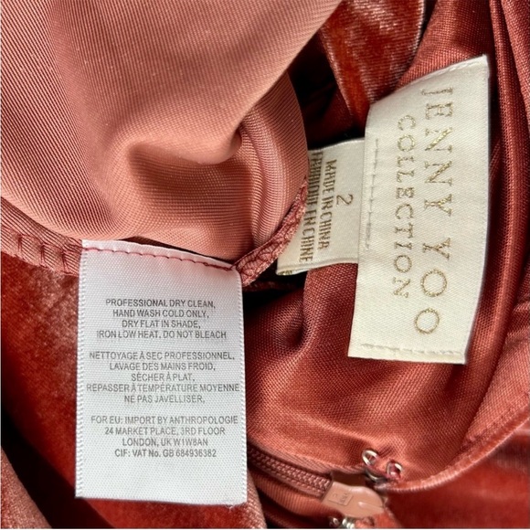 Anthro BHLDN Jenny Yoo Logan Rose Deep V Neck Velvet Sleeveless Maxi Gown Size 2 - Picture 14 of 15